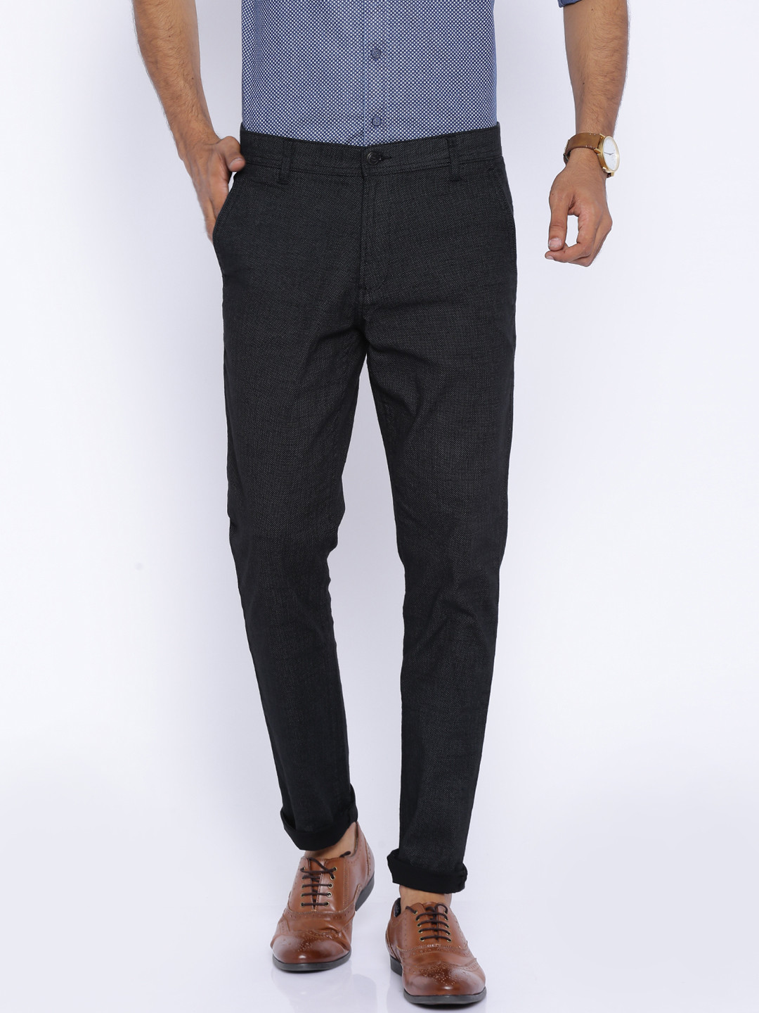black casual trousers men's