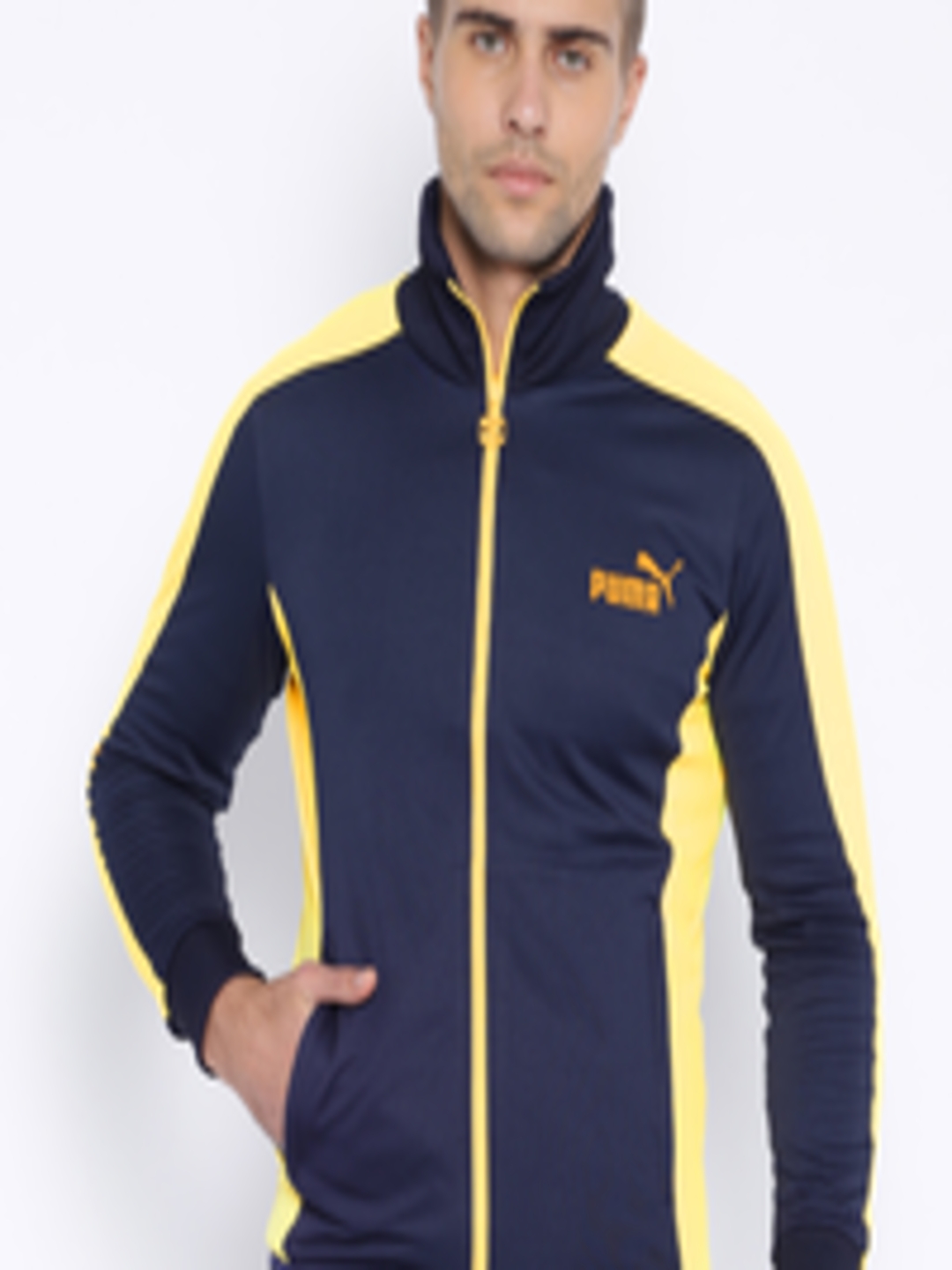 Buy PUMA Navy & Yellow Jacket - Jackets for Men 1413371 | Myntra