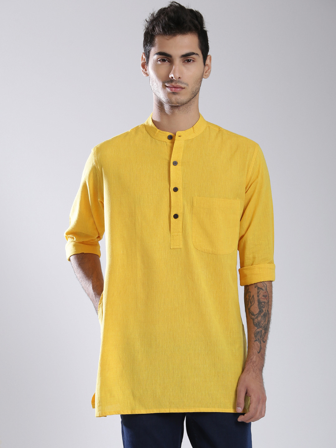 Buy Fabindia Yellow Short Kurta Kurtas for Men 1413868 Myntra