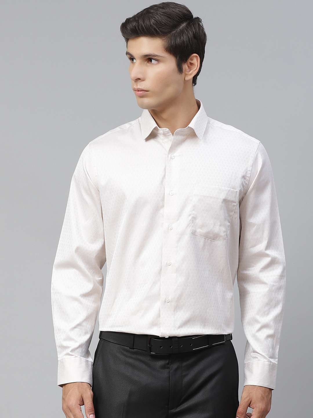 Buy Arrow Men Off White Pure Cotton Self Design Formal Shirt - Shirts ...