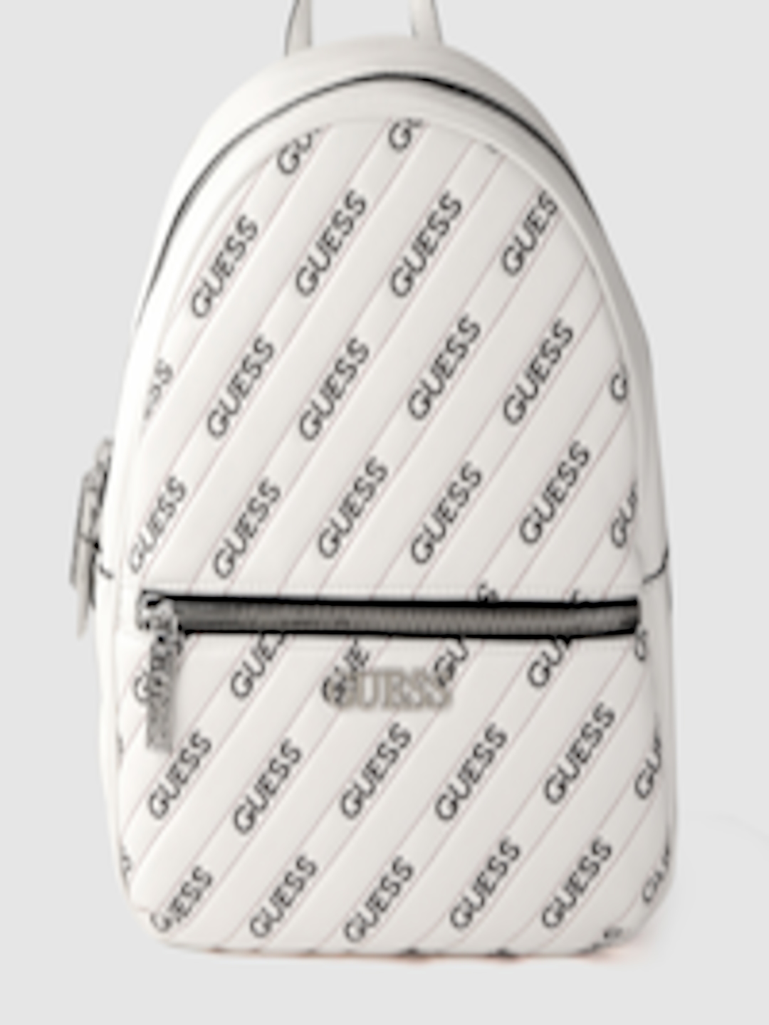 Buy GUESS Women White & Grey Brand Logo Embroidered Backpack ...