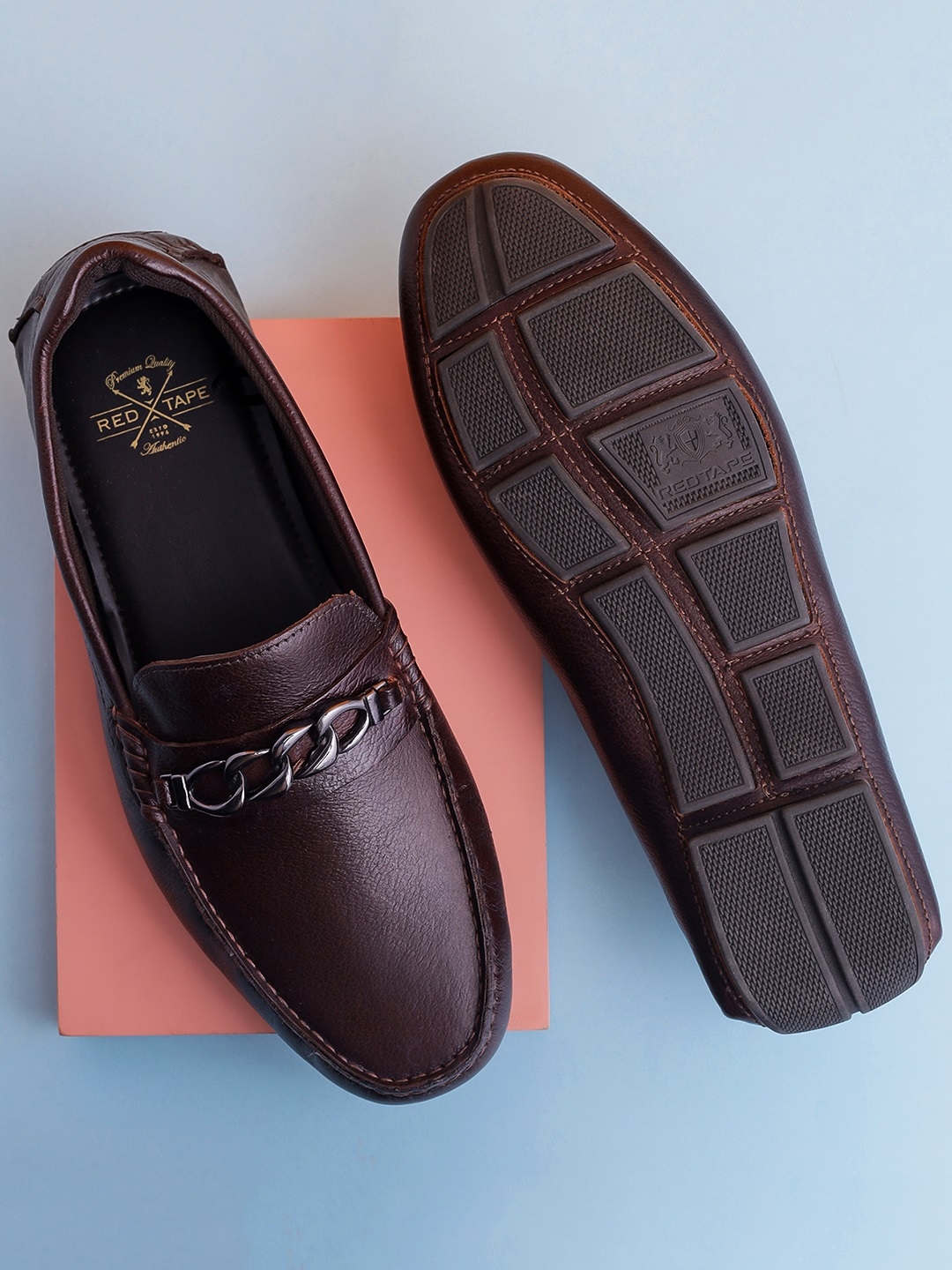 red tape dark brown casual loafers