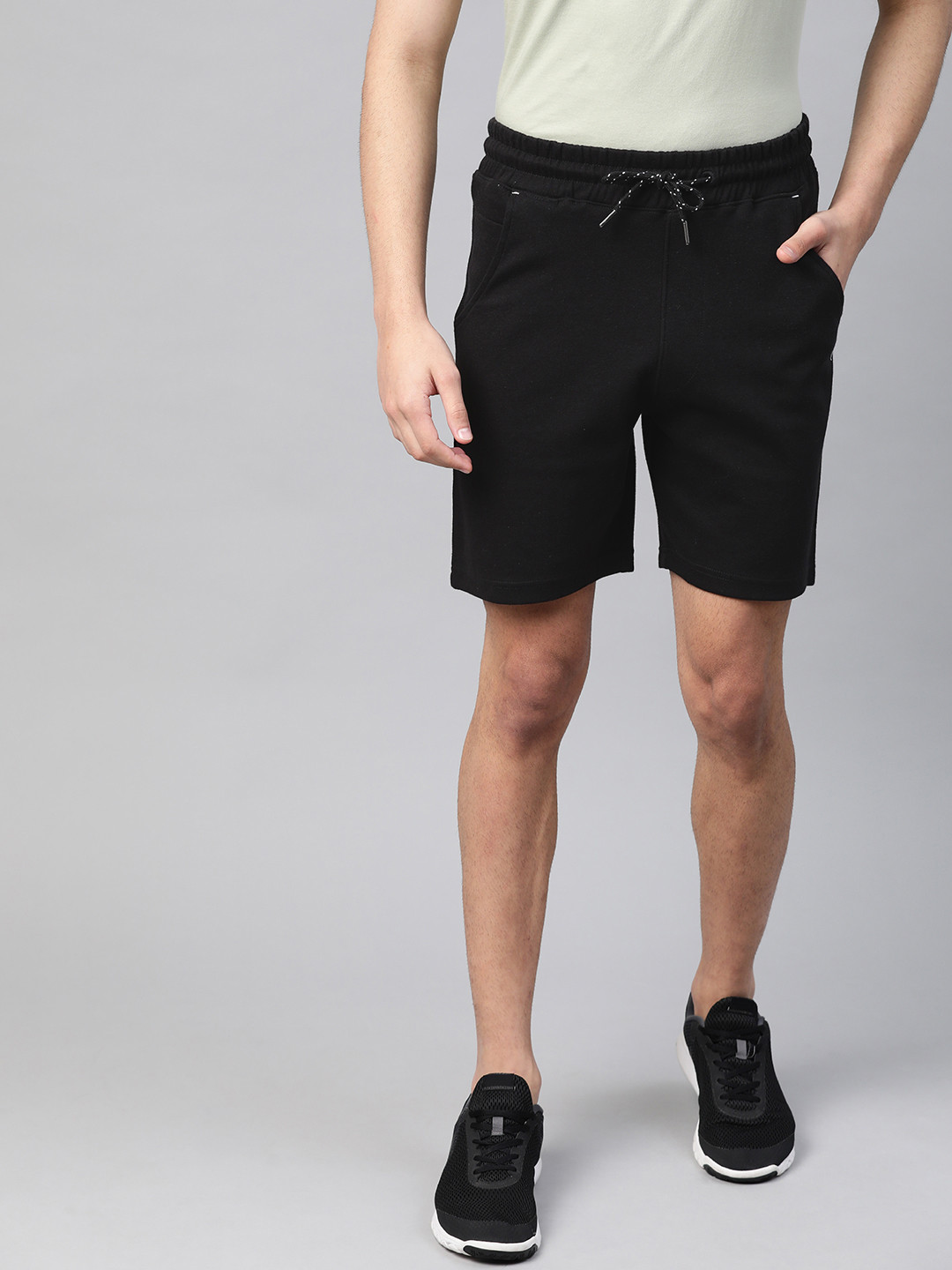 Buy ManQ CASUAL Men Black Solid Slim Fit Training Shorts Shorts for