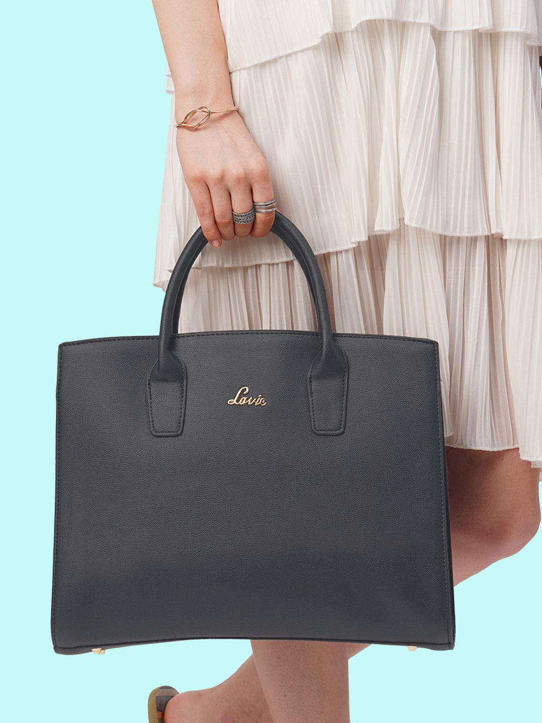 Buy Lavie Ellon Women Black Solid 15 Inch Laptop Bag With Detachable