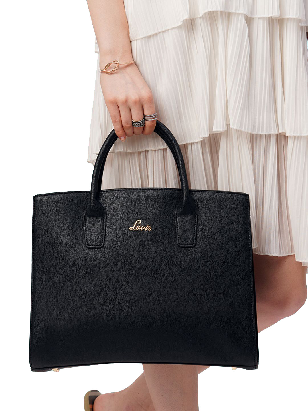 Buy Lavie Ellon Women Black Solid 15 Inch Laptop Bag With Detachable