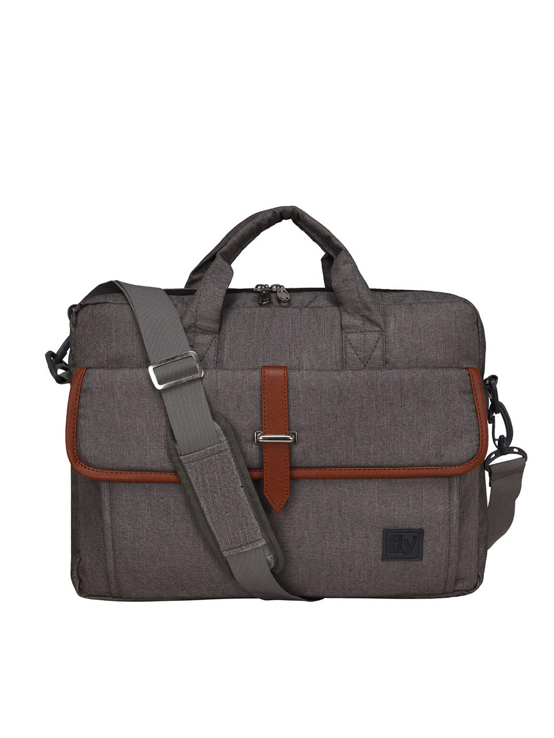Buy Fly Fashion Unisex Charcoal & Brown Textured Laptop Bag Laptop