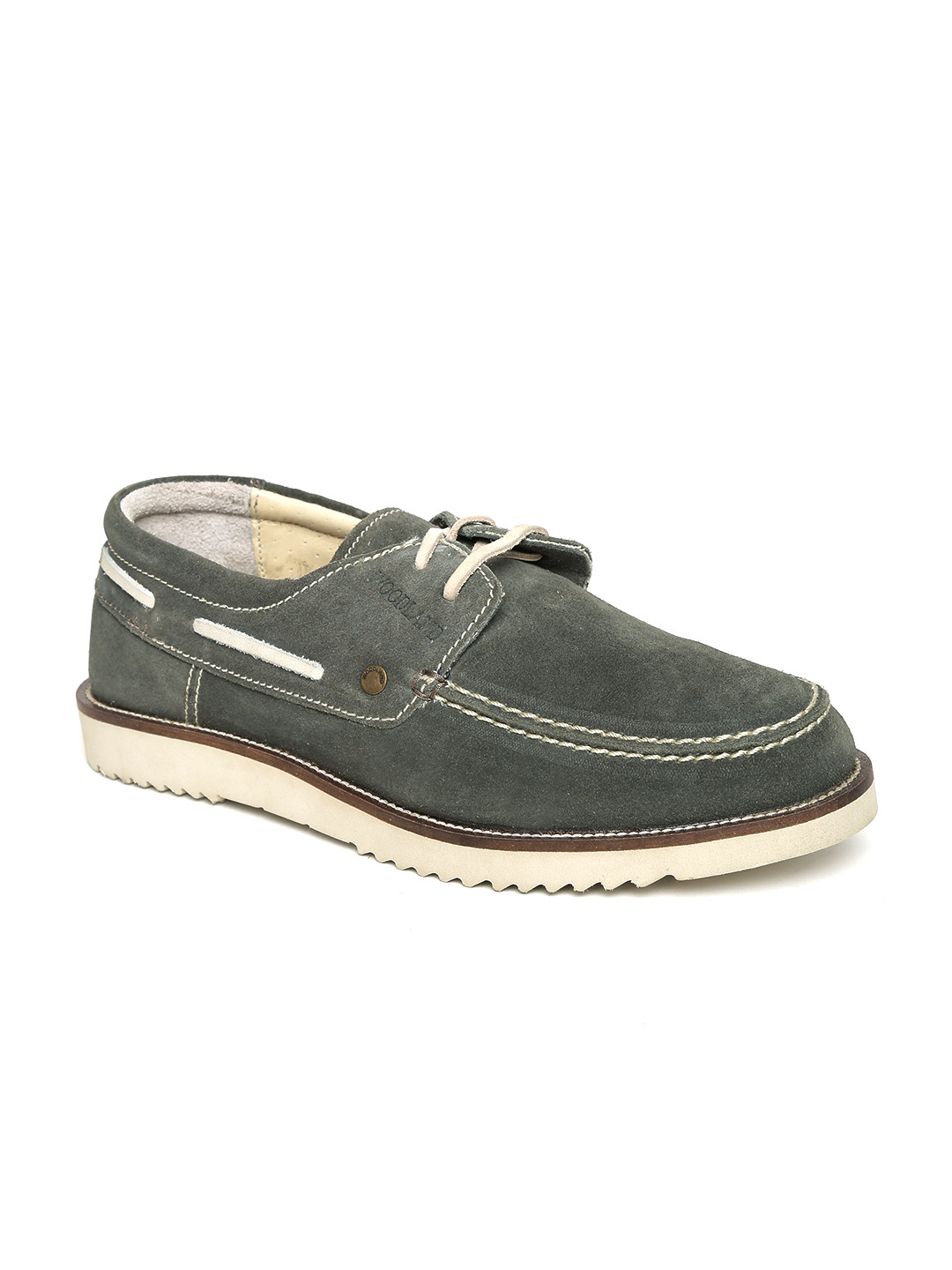 Buy Woodland Men Grey Leather Boat Shoes Casual Shoes for