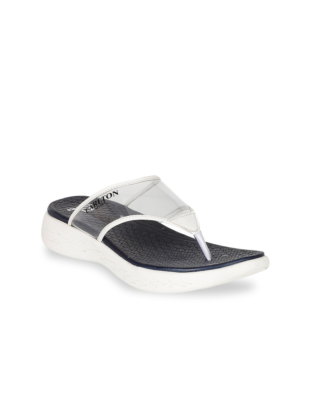 Buy Carlton London Sports Women Transparent & White Self Design Thong Flip Flops - Flip Flops 