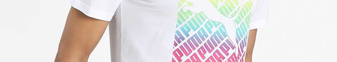 Buy Puma Men White Printed Round Neck Cotton T Shirt - Tshirts for Men ...