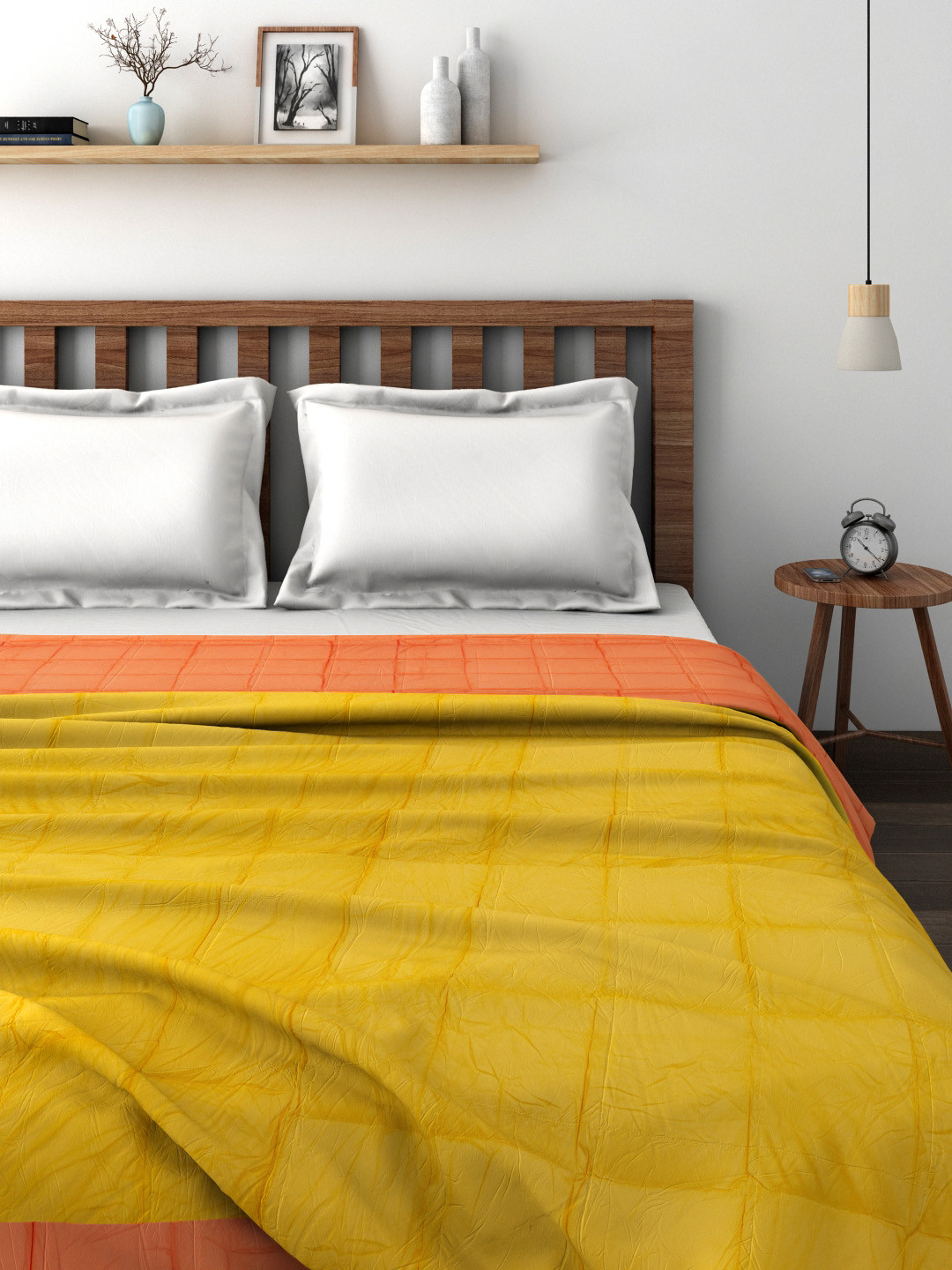 Buy Raymond Home Mustard Yellow Reversible AC Double Quilt Blankets Quilts And