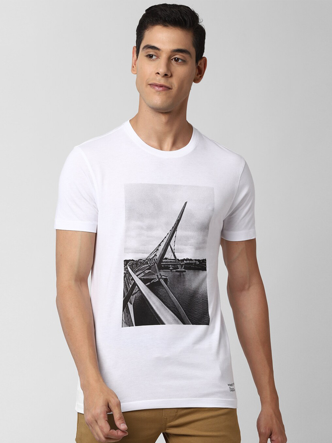 Buy Peter England Casuals Men White Printed Slim Fit Round Neck T Shirt