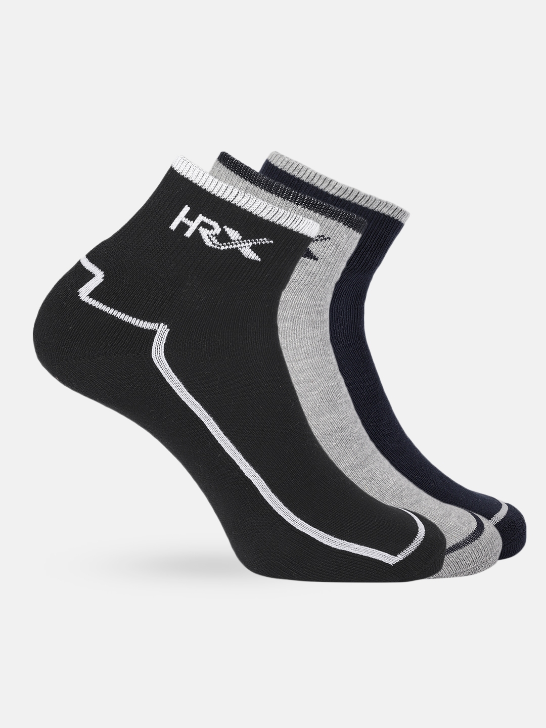 Buy HRX By Hrithik Roshan Men Quarter Length Pack Of 3 Terry Socks ...