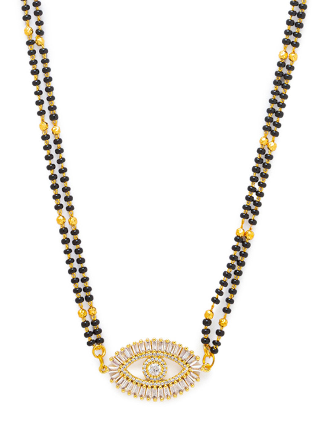 Buy Digital Dress Room Gold Plated & Black Beaded Evil Eye Pendant