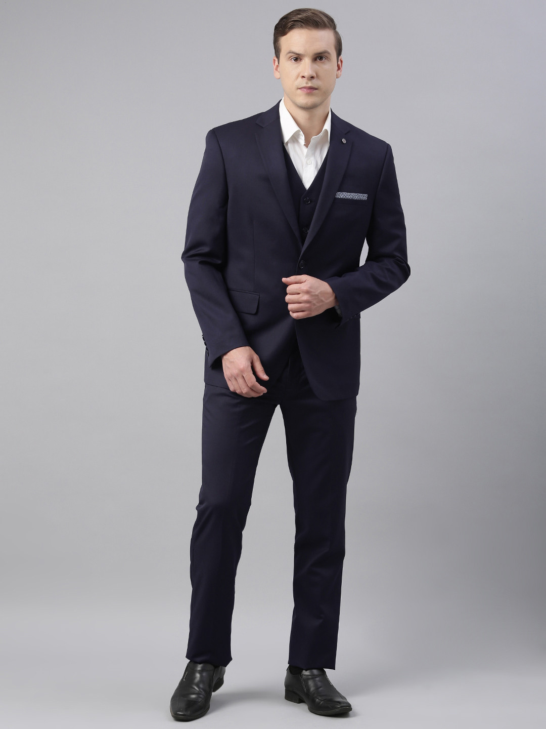 Buy Theme Men Navy Blue Solid Slim Fit 3 Piece Formal Suit Suits for Men 14179668 Myntra