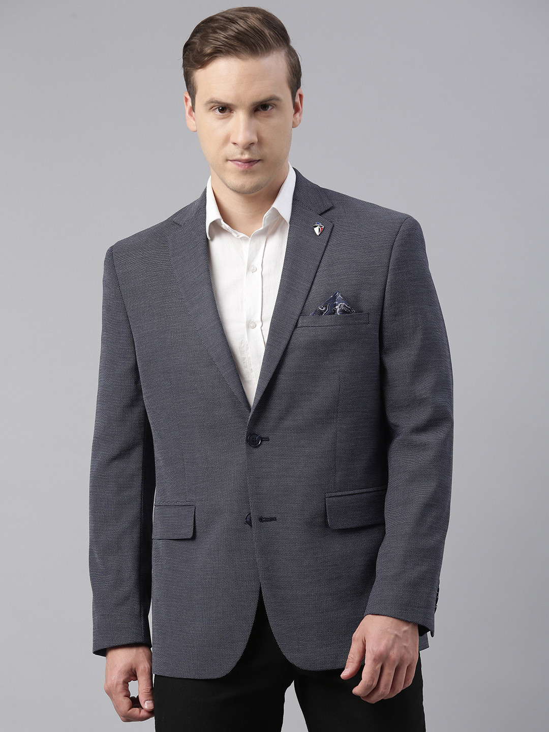 Buy Theme Men Blue Self Designed Slim Fit Formal Men's Blazers Blazers for Men 14179736 Myntra