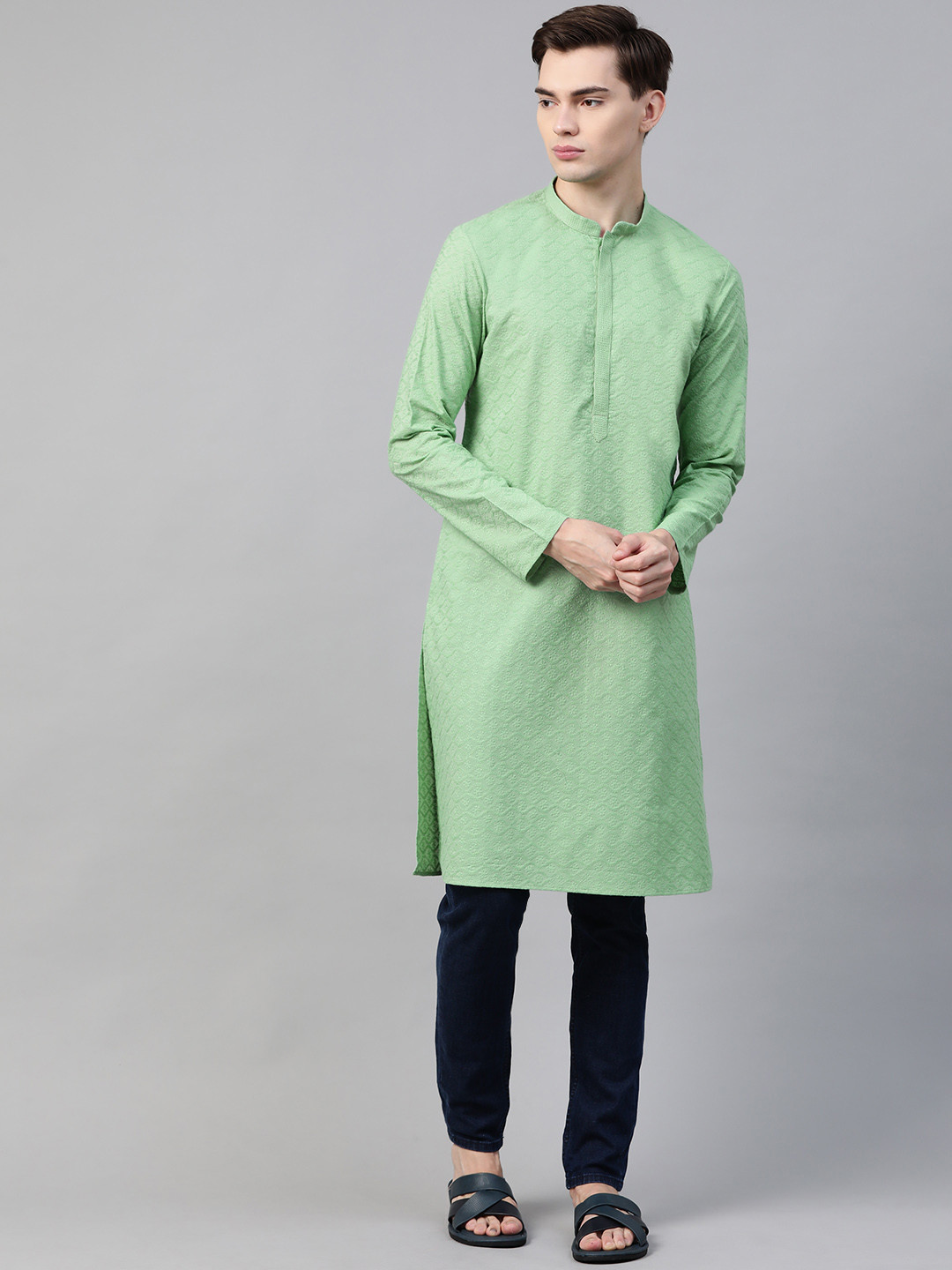 Men's Chikankari Embroidered Kurtas.