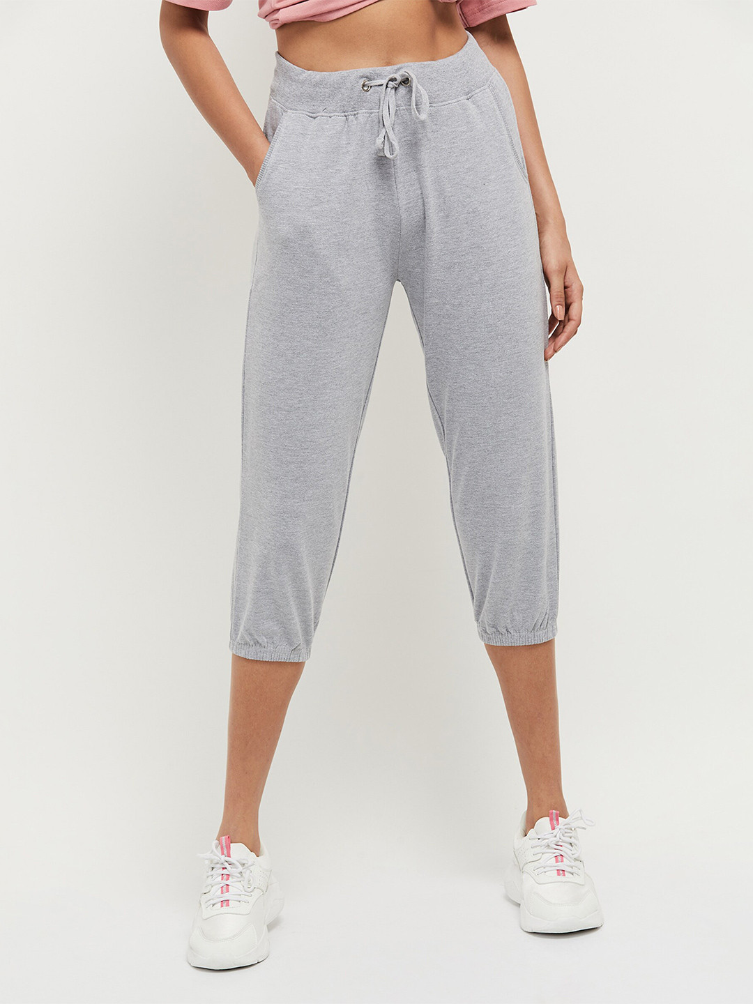 Buy Max Women Grey Melange Solid Regular Fit Capris Capris for Women