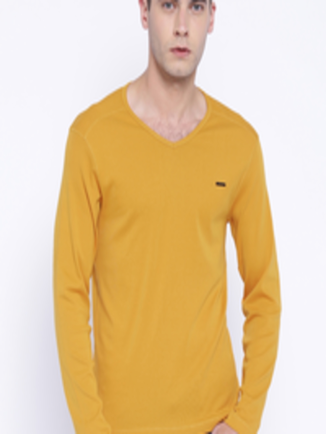 Buy Flying Machine Mustard Yellow Pure Cotton T Shirt - Tshirts for Men ...