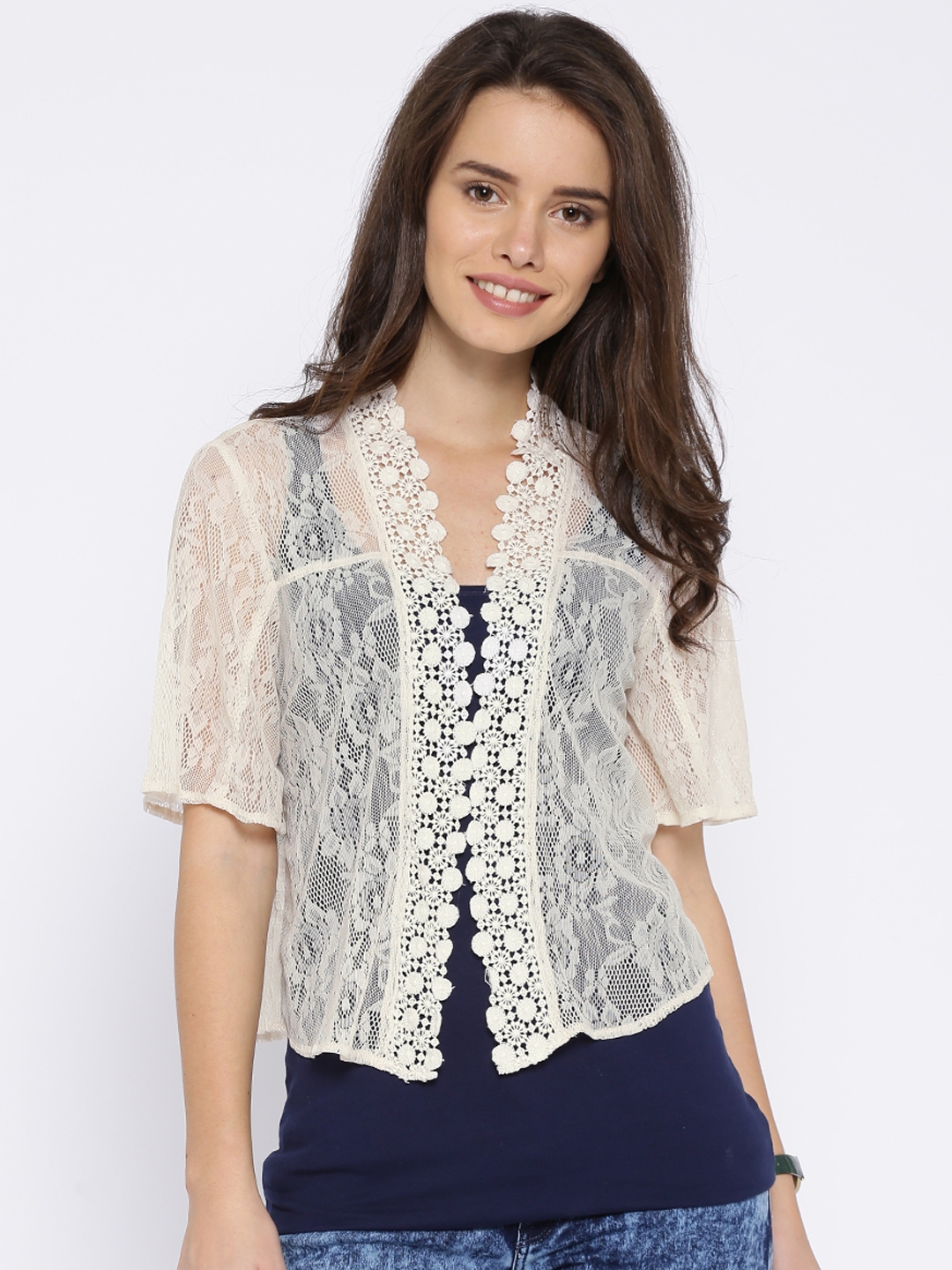 Buy ONLY Off White Lace Shrug Shrug for Women 1420081 Myntra