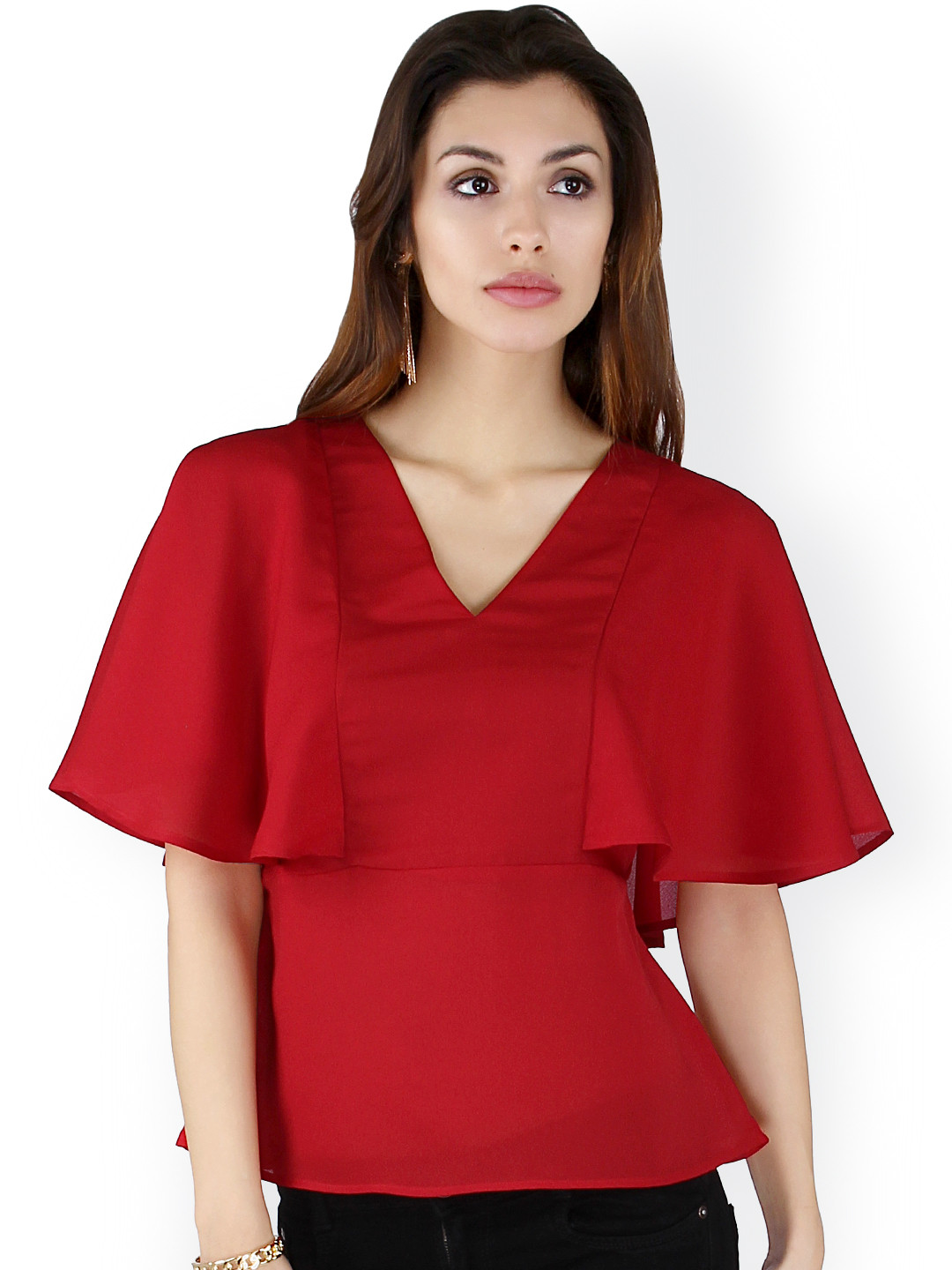 Buy 20Dresses Red Crepe Cape Top Tops for Women 1420875 Myntra