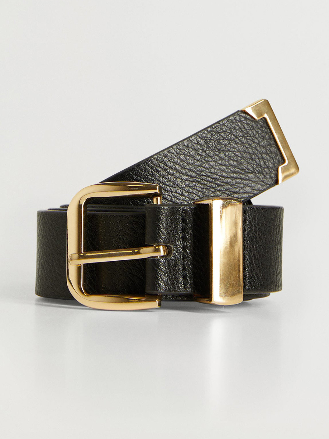 Buy MANGO Women Black Solid Belt With Metallic Detail Belts for Women