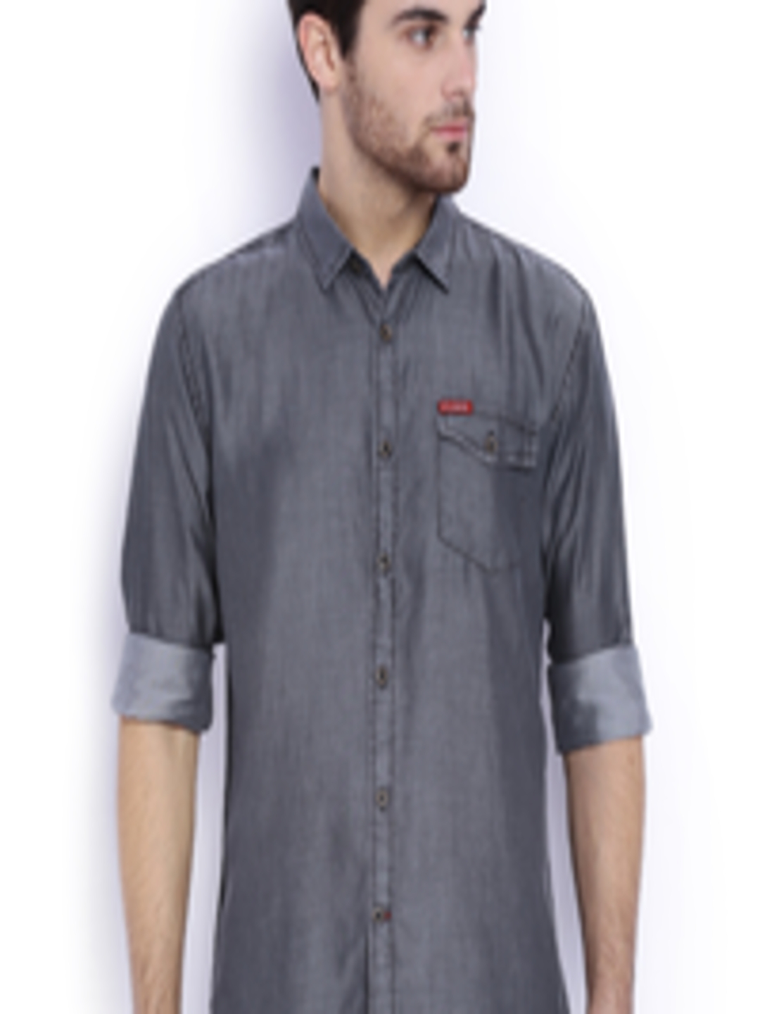 Buy L.A. SEVEN Grey Slim Fit Denim Casual Shirt - Shirts for Men ...