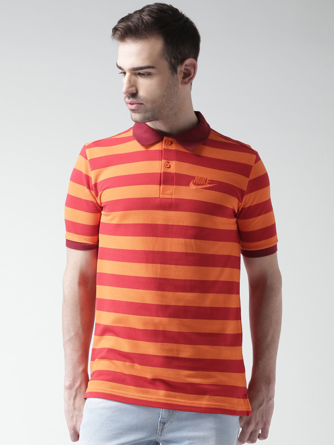 Orange Stripe Polo T-shirt main image 1