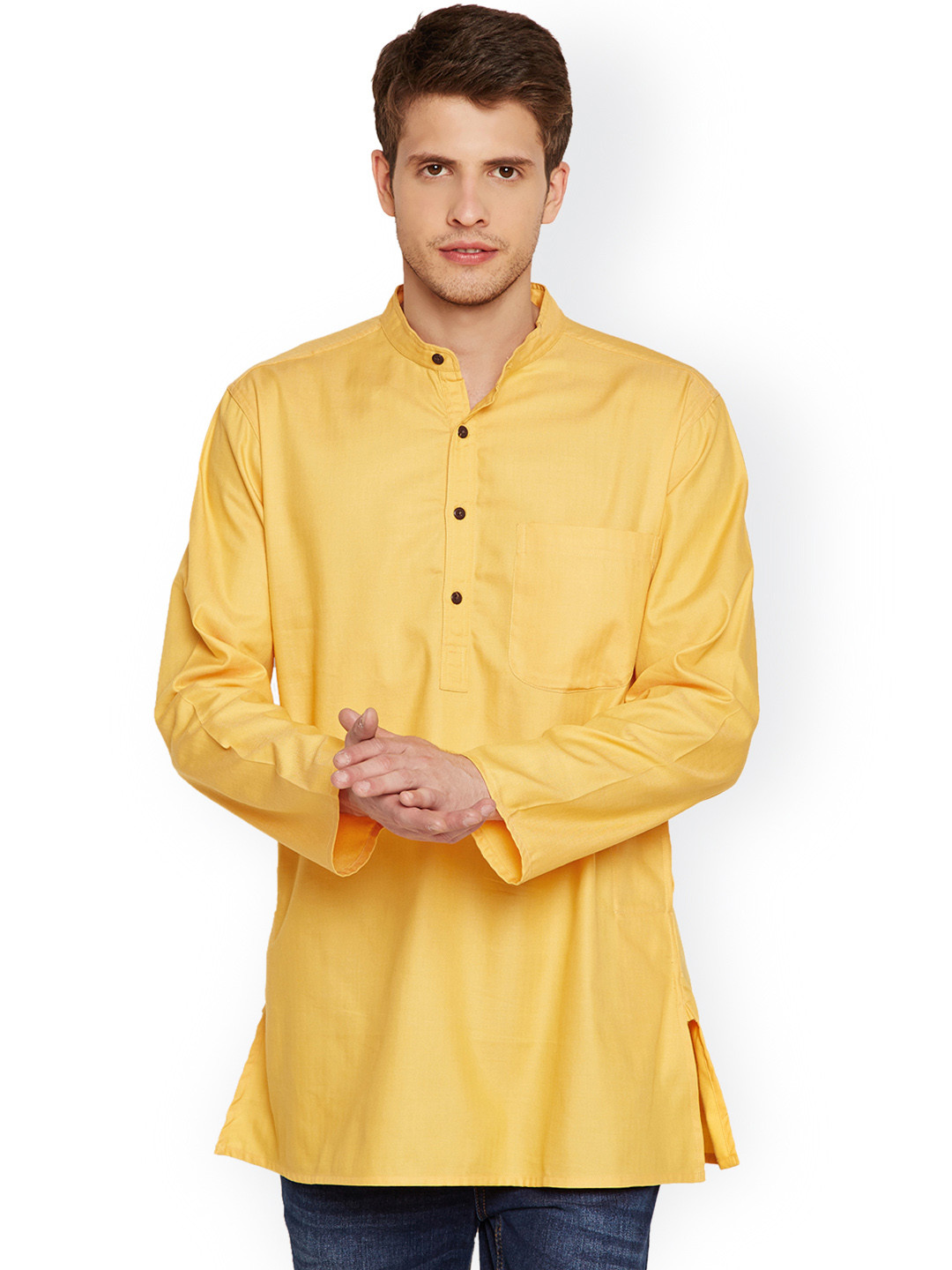Buy Even Yellow Short Kurta Kurtas for Men 1421566 Myntra