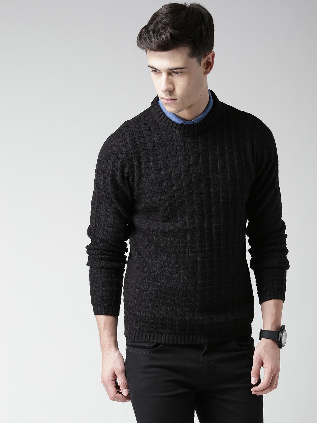 Buy Tokyo Laundry Black Patterned Sweater Sweaters for Men 1421695