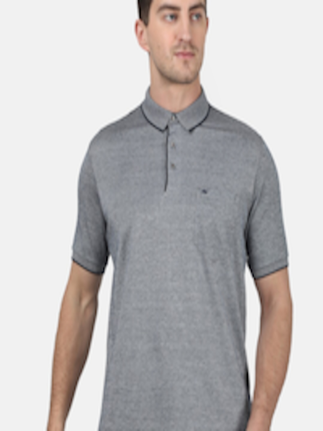 Buy Monte Carlo Men Grey Self Design Polo Collar T Shirt - Tshirts for ...