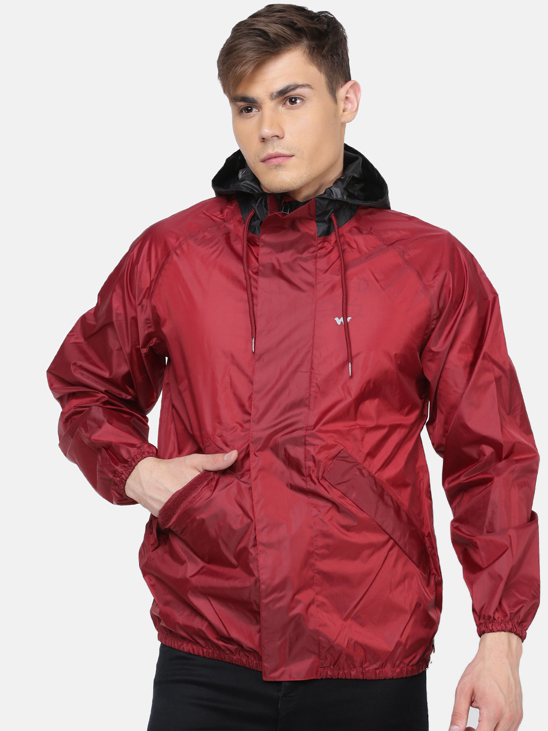 Buy Wildcraft Men Maroon Solid Hooded HypaDry Rain Jacket Rain Jacket