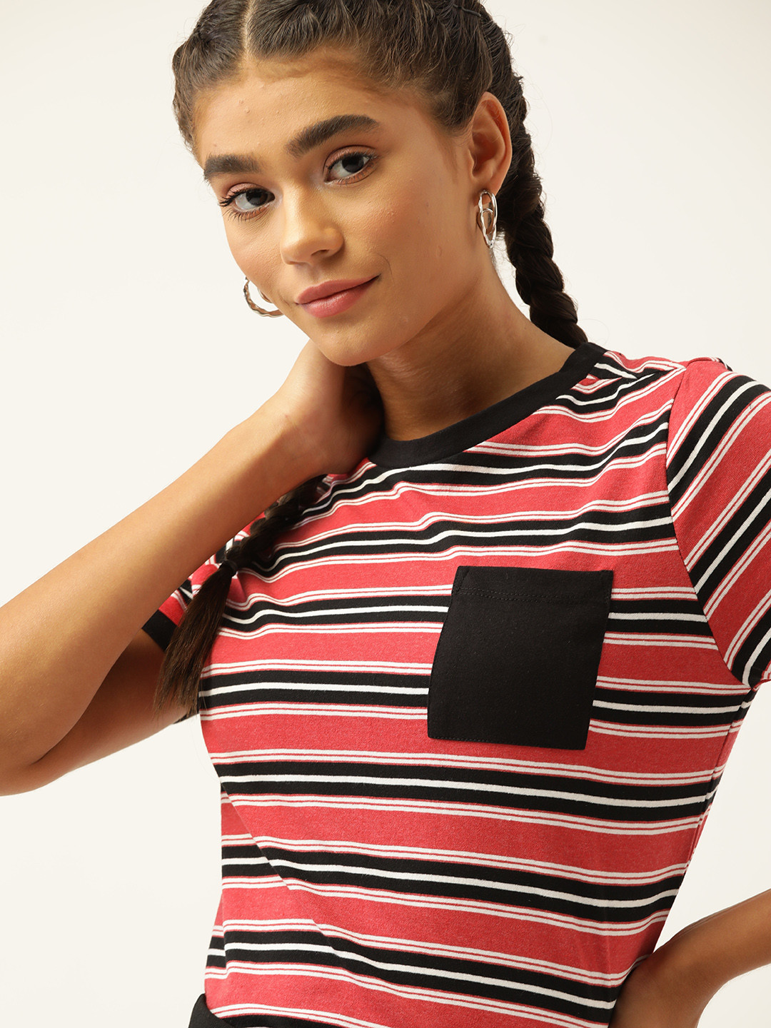 Buy DressBerry Women Red & Black Striped T Shirt Tshirts for Women 14220610 Myntra