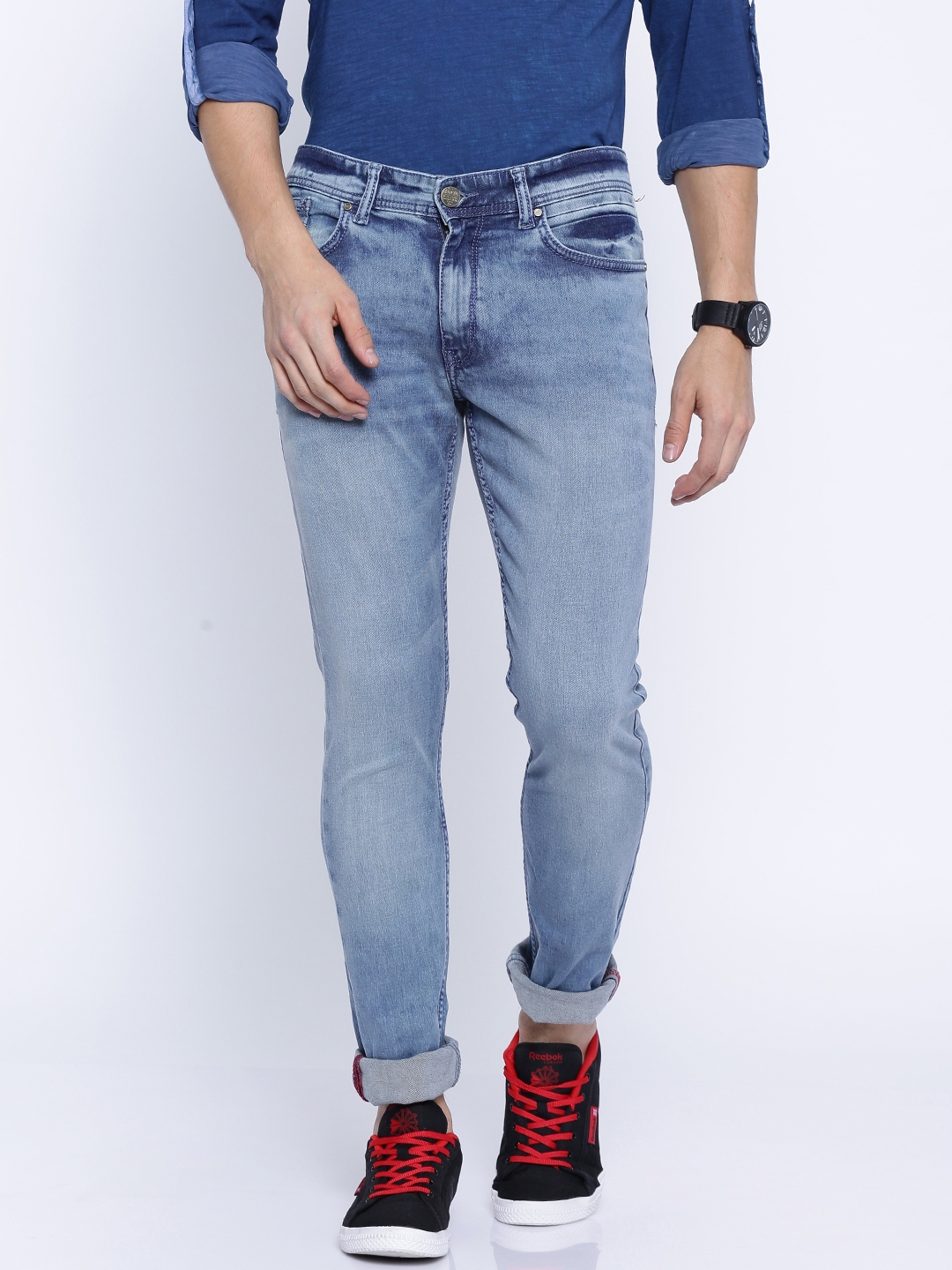 blue washed jeans mens