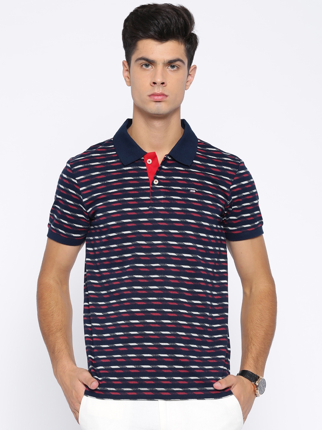 Buy Arrow Sport Navy Printed Polo Pure Cotton T Shirt - Tshirts for Men ...