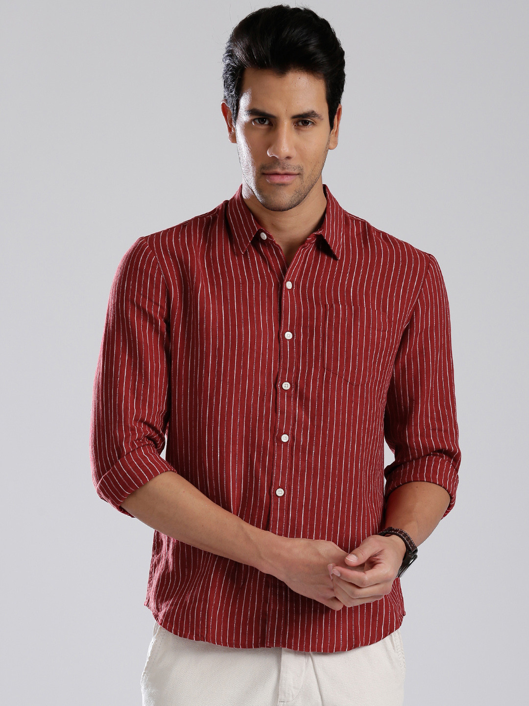 Linen Men's Red Stripe Shirt
