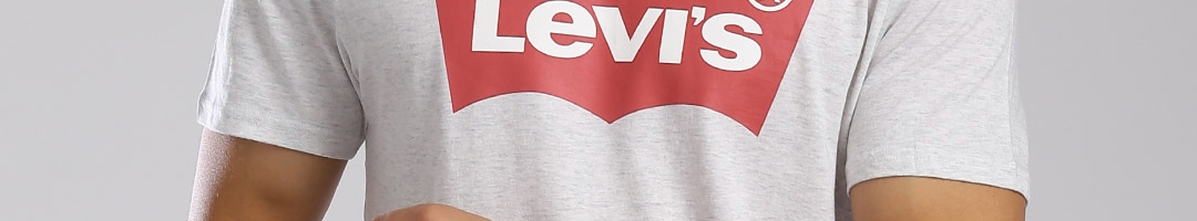 Buy Levis Men White Red Brand Logo Printed Pure Cotton T Shirt ...