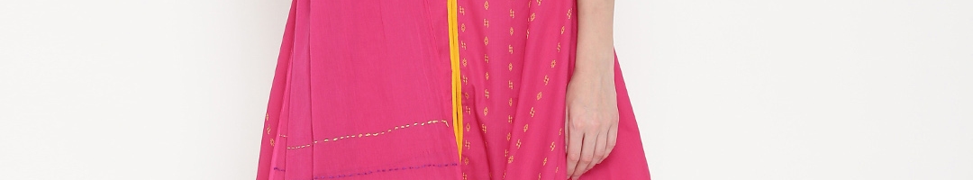 Buy Biba Pink & Orange Woven Design Anarkali Churidar Kurta With ...