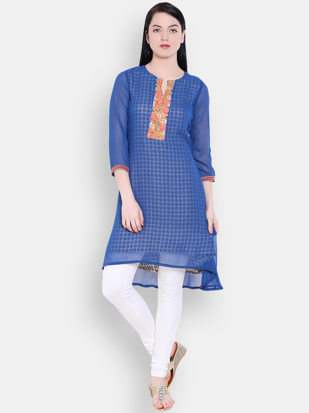 biba blue printed kurta