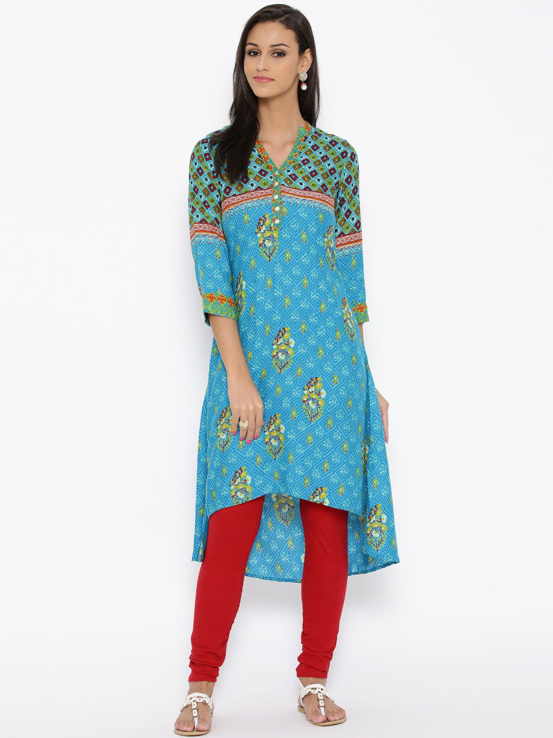 biba blue printed kurta