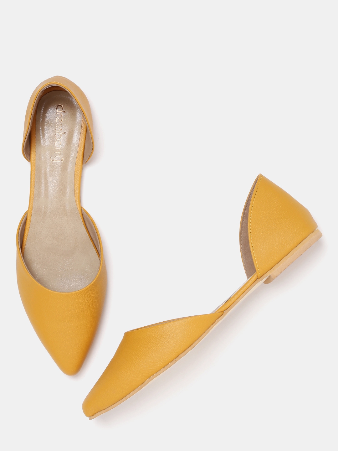 mustard pointed toe flats