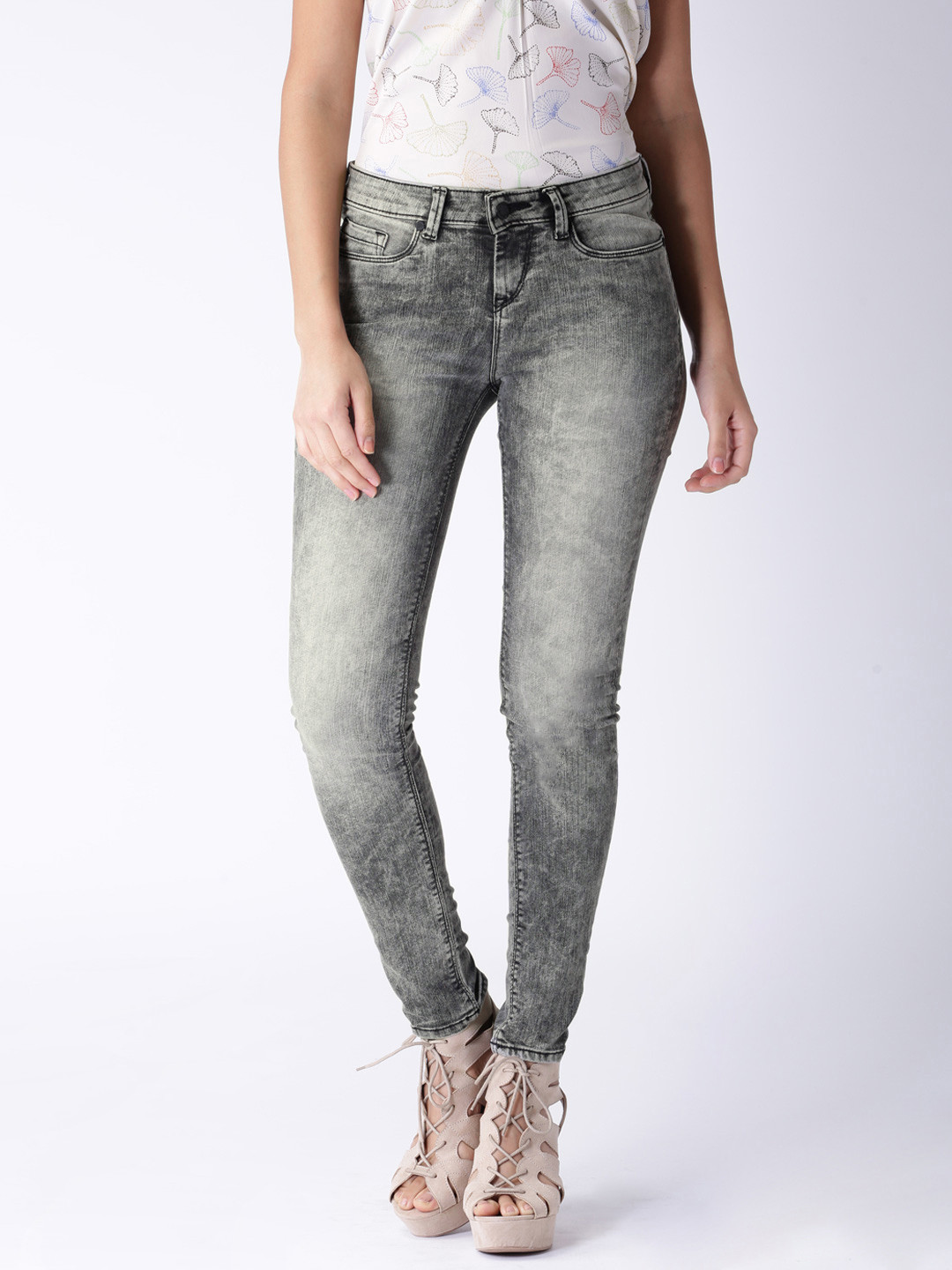 Buy Moda Rapido Grey Acid Washed Skinny Fit Stretchable Jeans Jeans for Women 1424952 Myntra