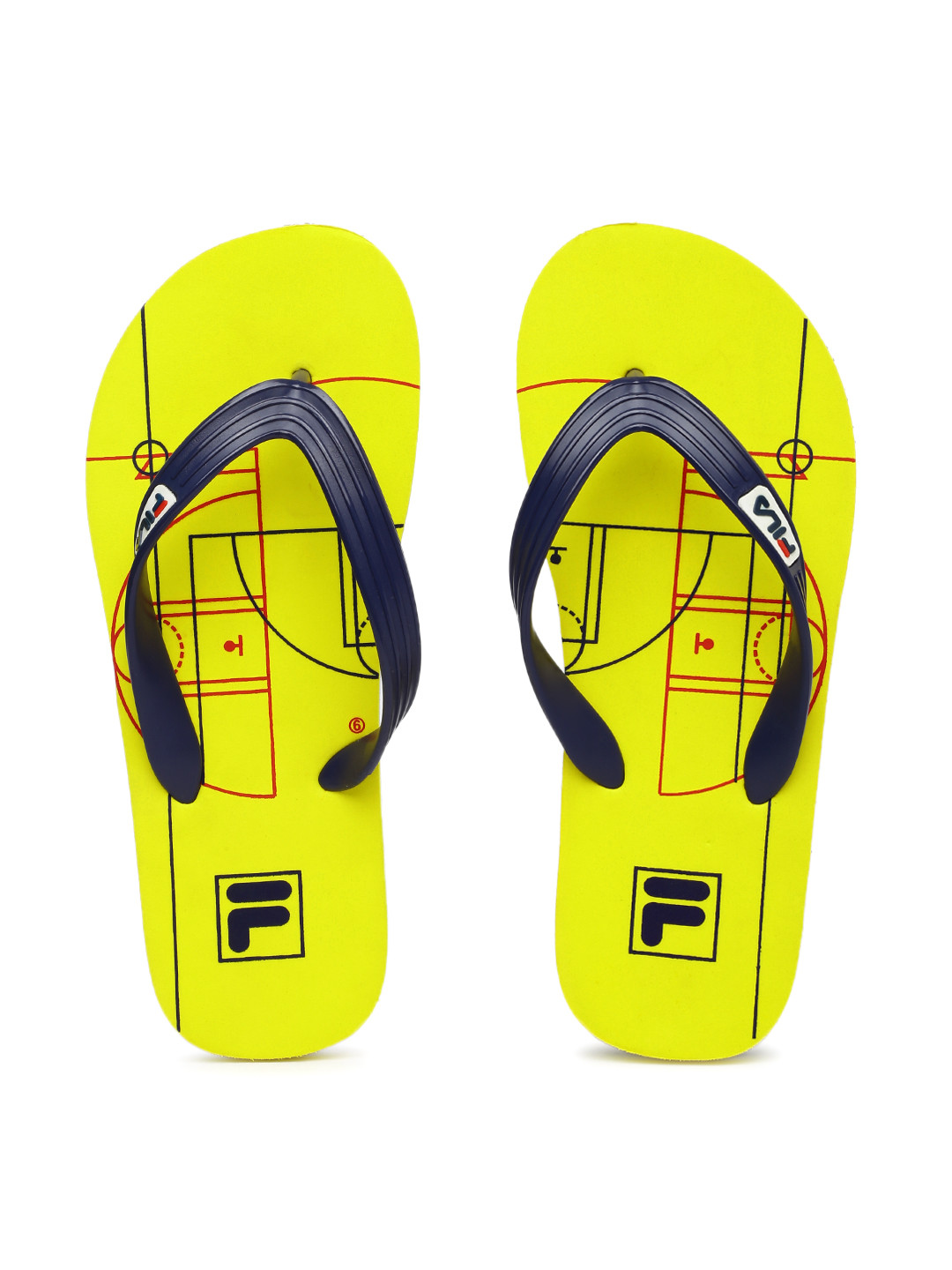 Buy FILA Men Navy & Yellow Printed Game Flip Flops - Flip Flops for Men 1424982 | Myntra