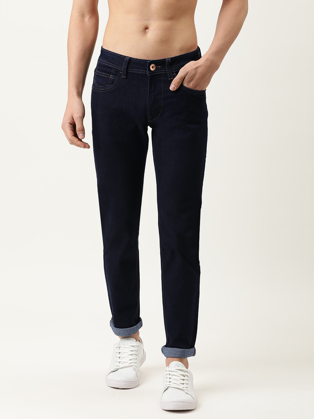 Buy Flying Machine Men Navy Blue Slim Fit Pure Cotton Jeans - Jeans for ...