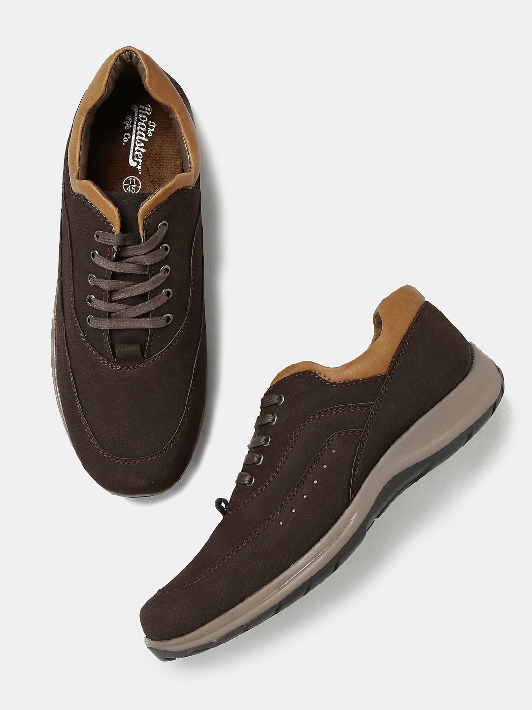 Buy Roadster Men Coffee Brown Solid Regular Sneakers