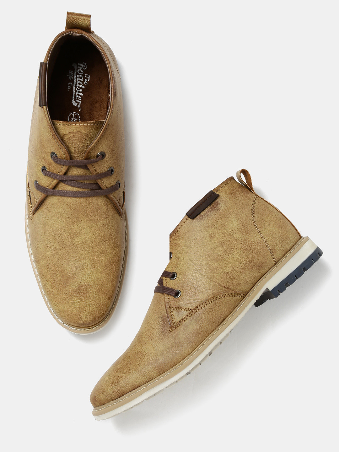 Buy Roadster Men Tan Solid Mid Top Derbys Casual Shoes for Men