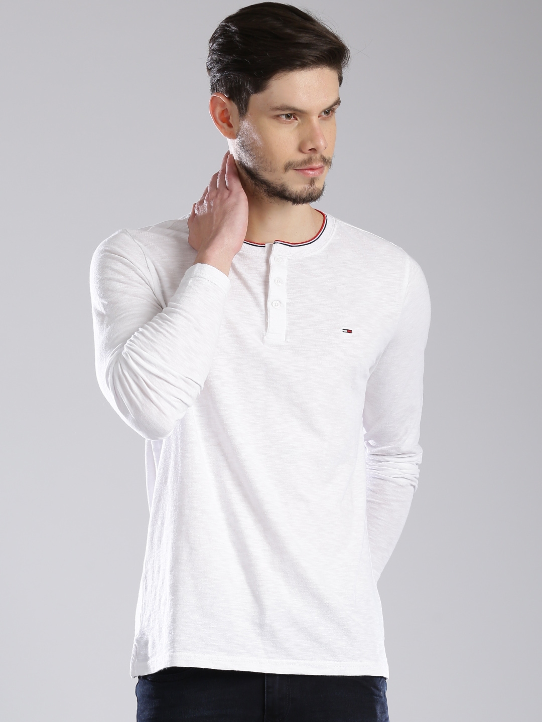 Buy Tommy Hilfiger White Henley Pure Cotton T Shirt - Tshirts for Men ...