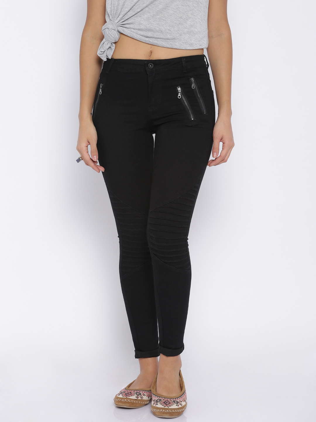 Buy ONLY Black Biker Stretchable Jeans - Jeans for Women 1425869 | Myntra