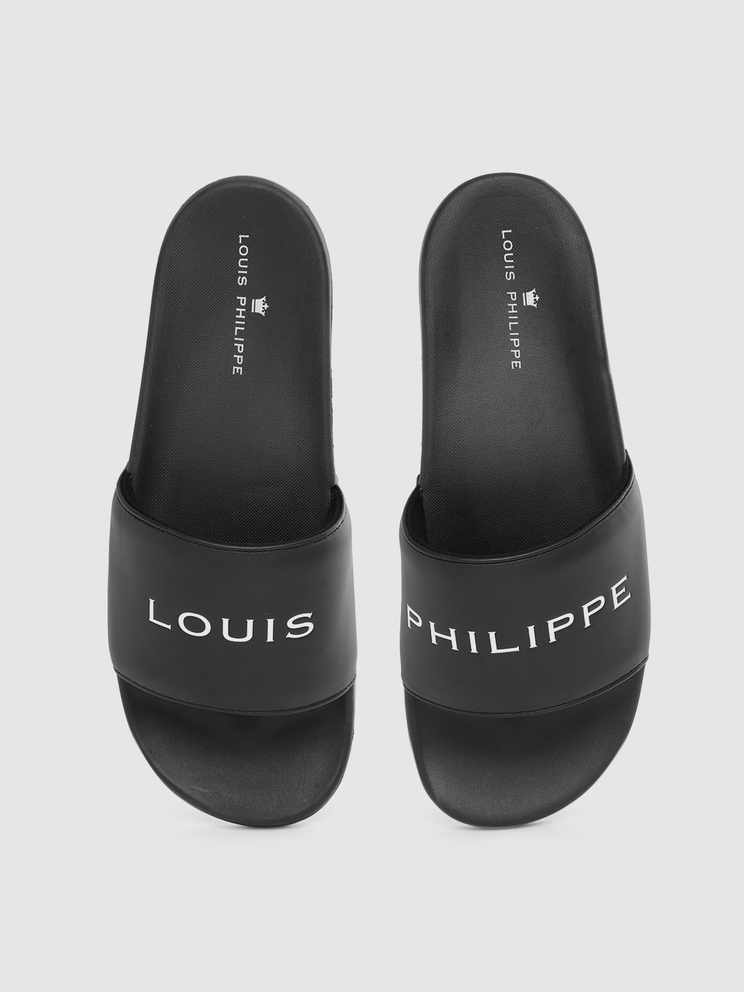 Buy Louis Philippe Men Black & White Brand Logo Print Sliders - Flip ...