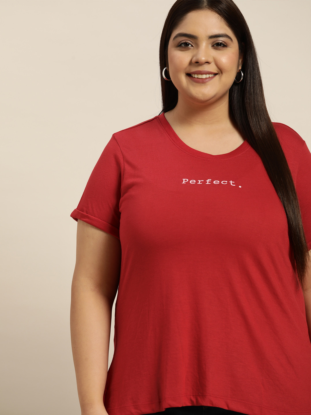 Buy Sztori Women Plus Size Red Solid T Shirt Tshirts for Women