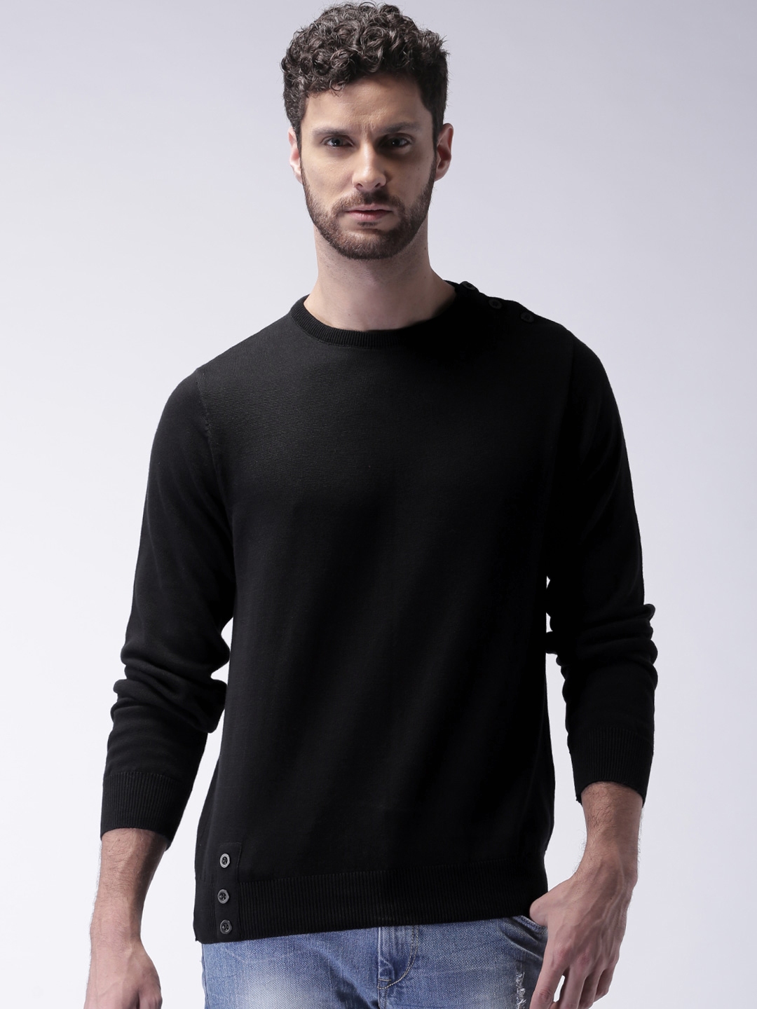 Buy Moda Rapido Men Black Solid Sweater - Sweaters for Men 1427669 | Myntra
